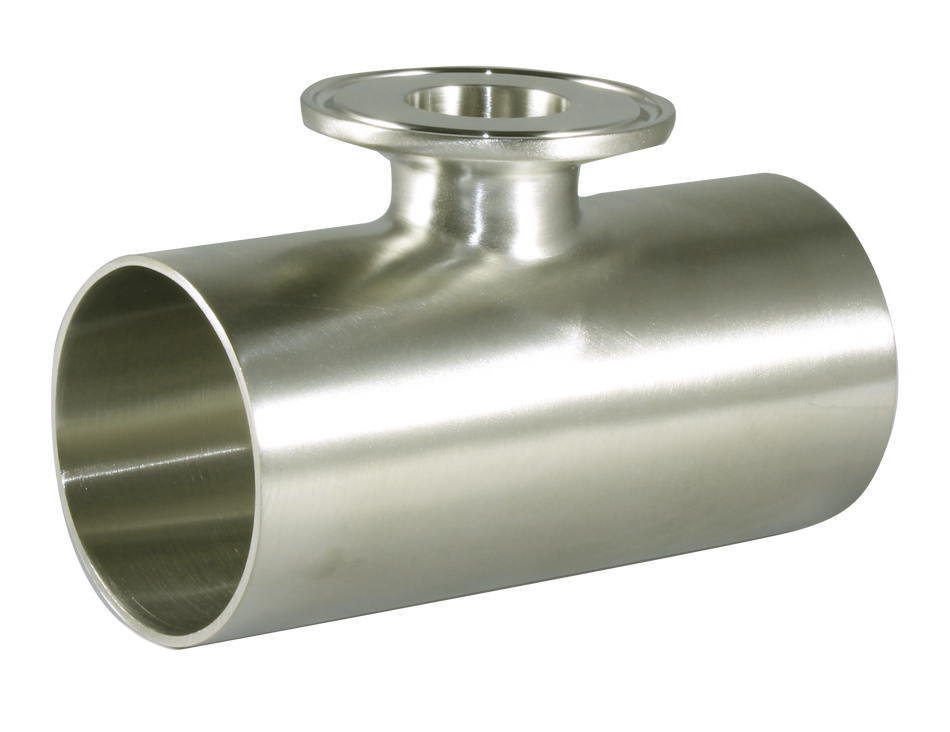 1.5"x1" Weld X Weld X Clamp Short Outlet Reducing Tee (7RWWMS)  - T316L Stainless Steel - Wayland Industries - W67RWWMS-15X1