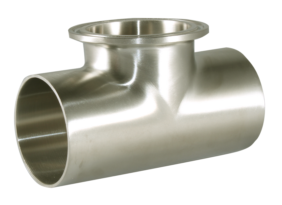 2" Weld X Weld X Clamp Short Outlet Tee (7WWMS)  - T316L Stainless Steel - Wayland Industries - W67WWMS-2