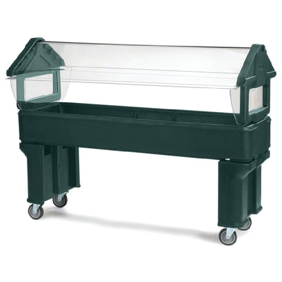 Carlisle 660608 72-1/8 Inch Portable Food Bar Ice Cooled Polyethylene Green with Sneeze Guard
