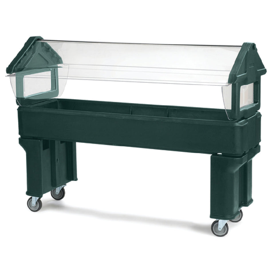 Carlisle 660608 72-1/8 Inch Portable Food Bar Ice Cooled Polyethylene Green with Sneeze Guard
