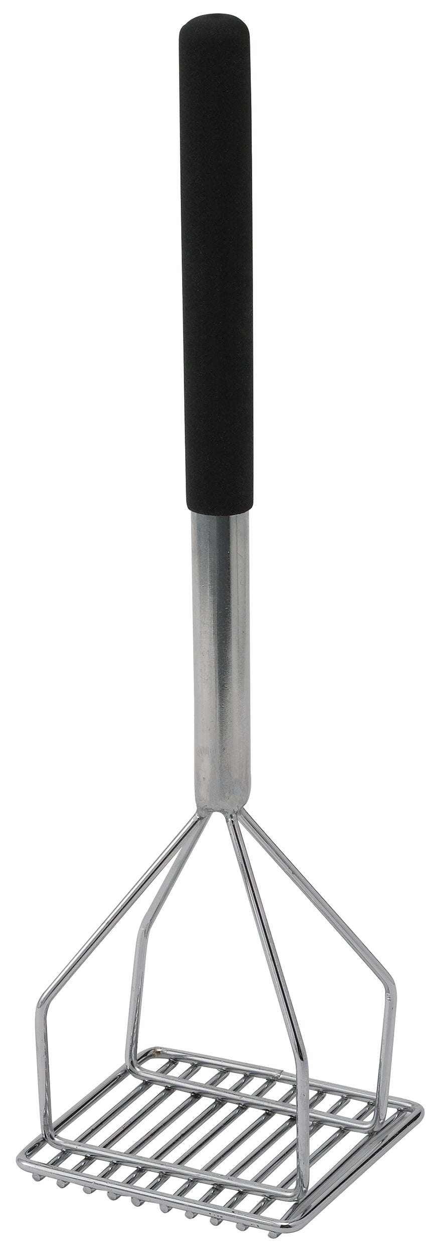 Winco PTMP-18S 4-1/2 Inch Nickel Plated Square Potato Masher with Chrome Handle