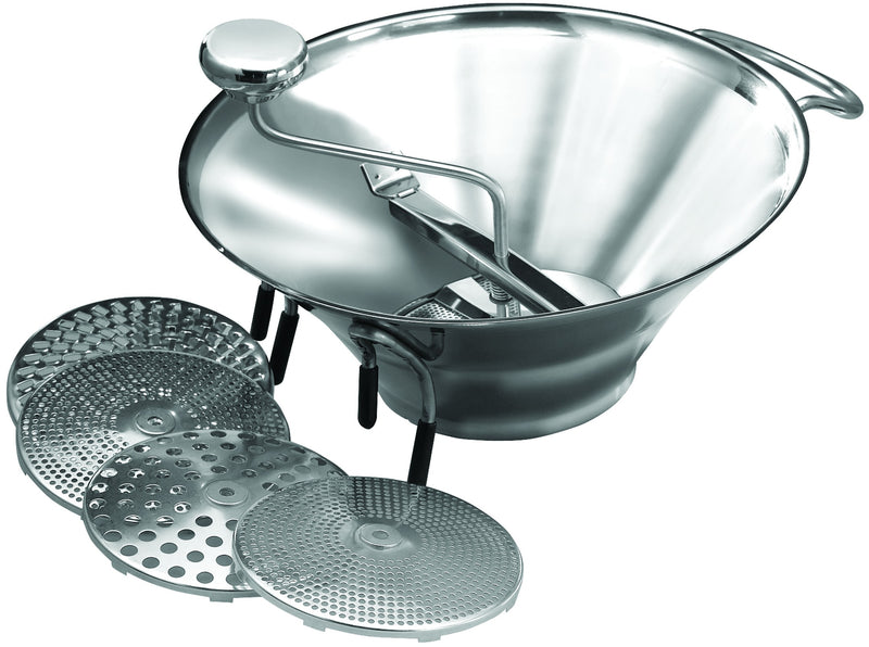Winco SVM-12 5 Quart Food Mill with 5 Interchangeable Cutting Plates Stainless Steel