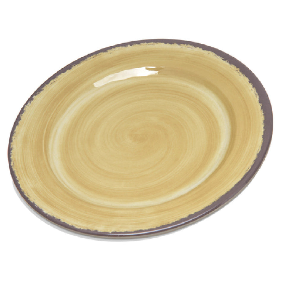 Carlisle 5400713 7 Inch Diameter Round Plate Melamine Yellow with Swirl Design