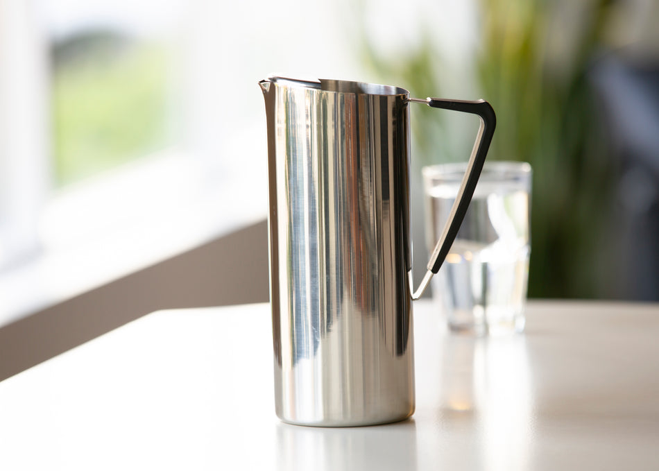 Slim 1.9-Liter Stainless Water Pitcher with Ice Guard in Polished Stainless