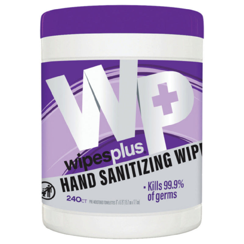 Carlisle 33884 Case WipesPlus Hand Sanitizing Wipes Canister White 240 Wipes