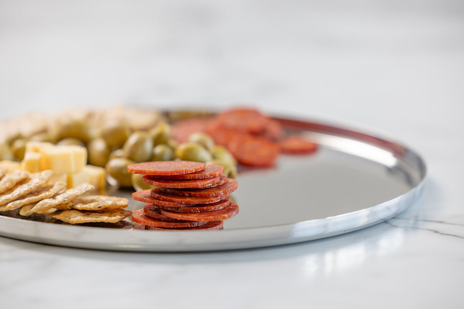 Modern Edge Large 14" Round Serving Tray in Polished Stainless
