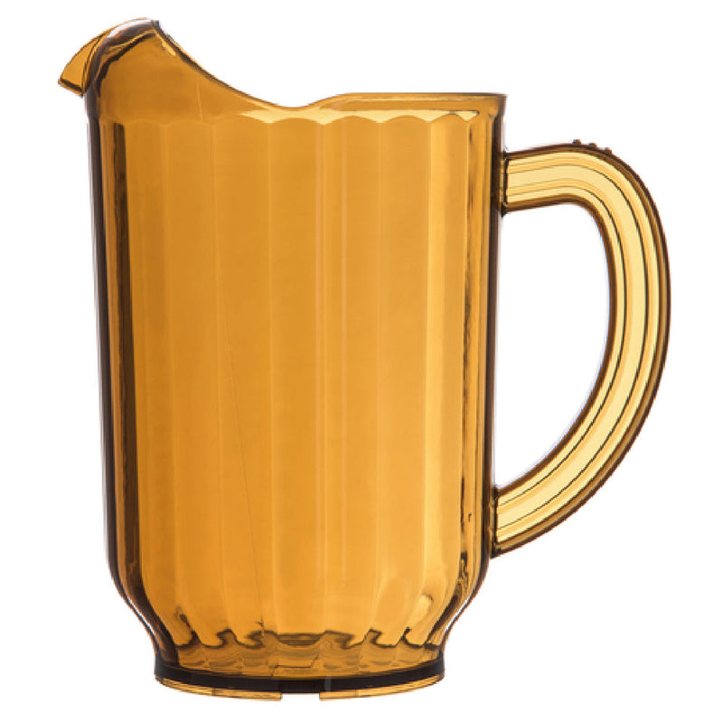 Carlisle 554013 60 Oz Contoured Lip Pitcher Polycarbonate Amber Dishwasher Safe