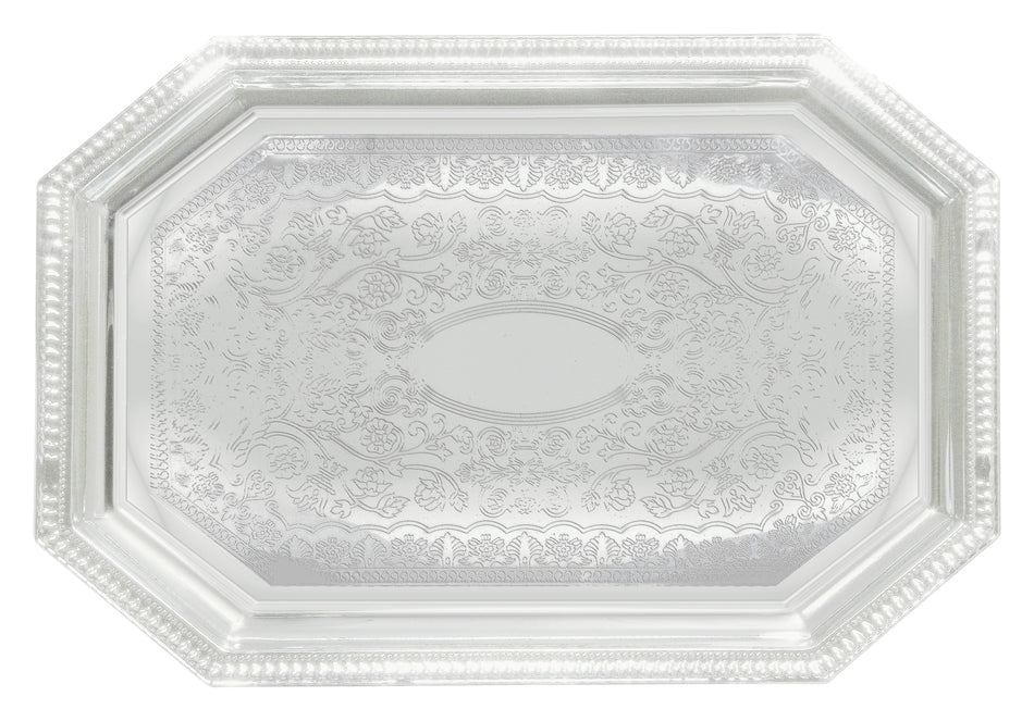 Winco CMT-1420 14 Inch Serving Tray Octagonal Gadroon Edge Chrome Plated