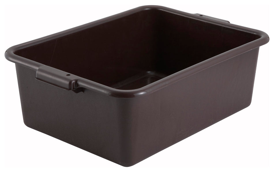Winco PL-7B Standard Weight Polypropylene Dish Box, 7" Depth - Brown