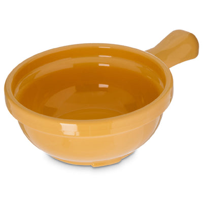 Carlisle 700622 8 Oz Handled Soup Bowl Honey Yellow Plastic Impact Resistant