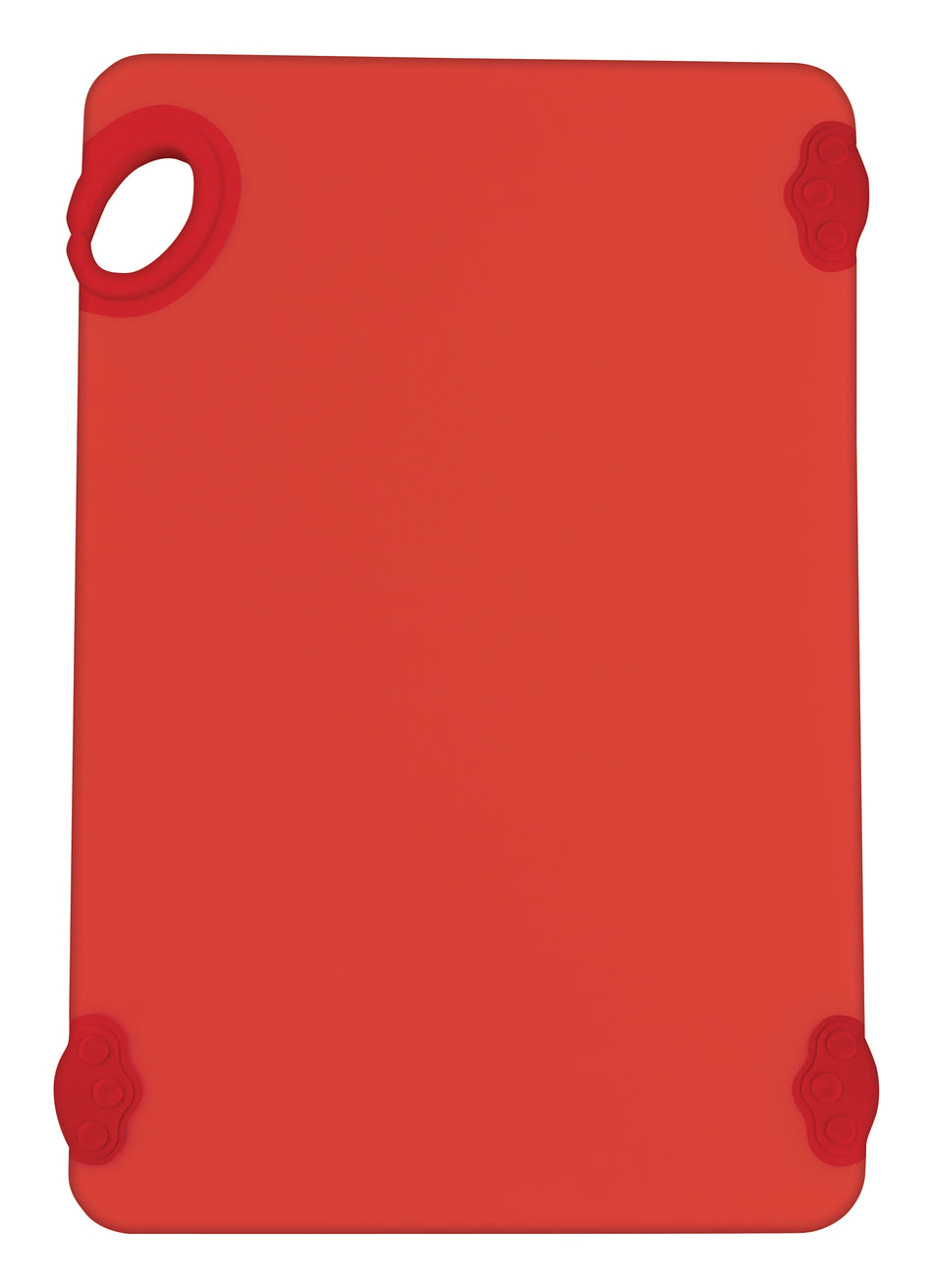Winco CBK-1218RD 12 Inch STATIKBoard Cutting Board with Rubber Grip Hook Red Co-polymer