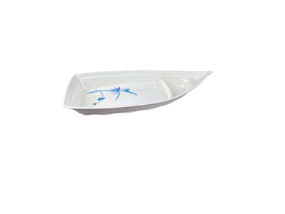 Thunder Group 8004BB 13 Oz Blue Bamboo Sushi Boat Dishwasher Safe Melamine