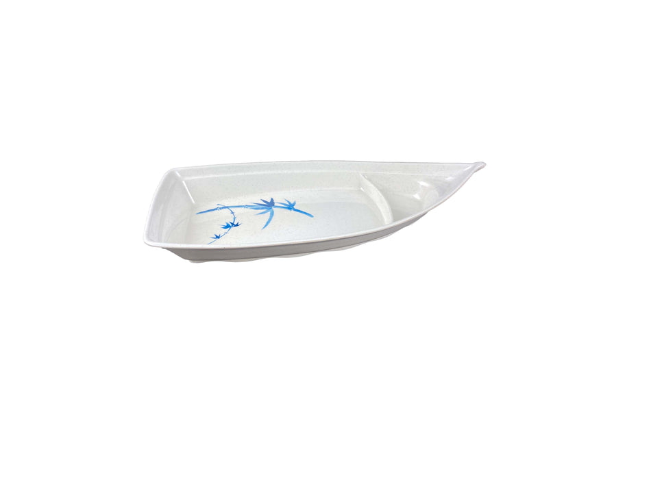 12 Pack 13 oz, 9-1/2" x 4-1/2" x 1-3/4", Sushi Boat, Blue Bamboo Dinnerware, Melamine, BPA Free, Dishwasher Safe, Break-Resistant, Shatter-Resistant, No Microwave, No Oven, NSF