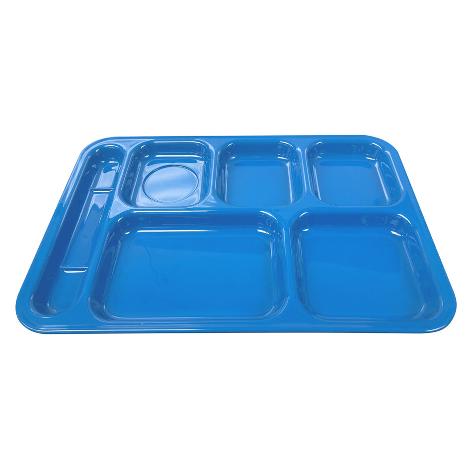 12 Pack 14-1/2" x 10" x 1-1/8", Left Hand 6 Compartment Tray, Blue Color, Melamine, NSF