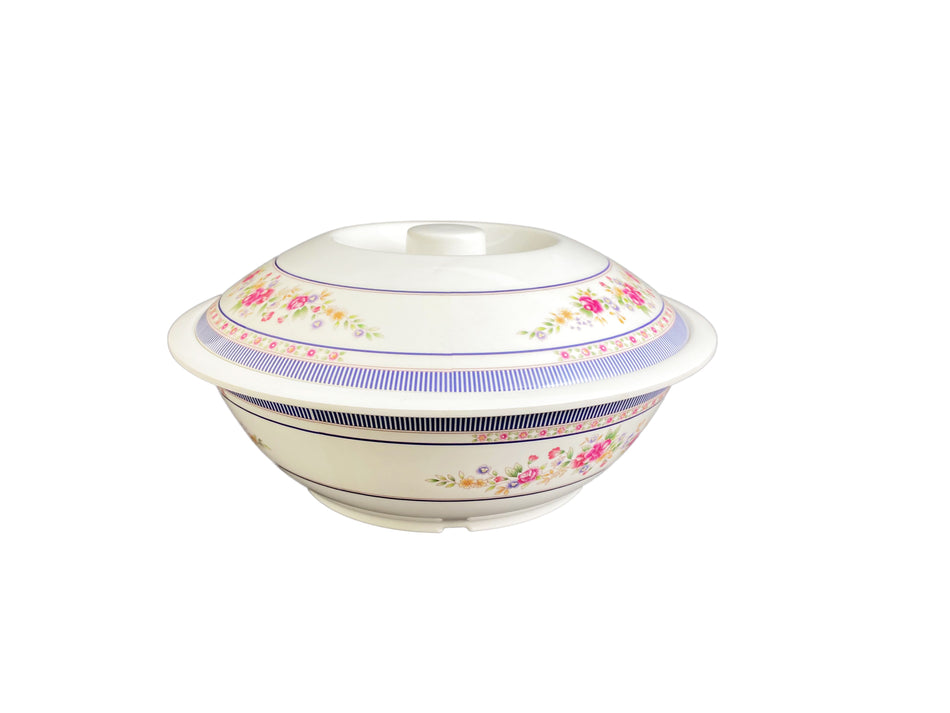 75 oz, 10" Diameter x 3-1/8" Height, Serving Bowl with Lid, Rose Dinnerware, Melamine, BPA Free, Dishwasher Safe, Break-Resistant, Shatter-Resistant, No Microwave, No Oven, NSF