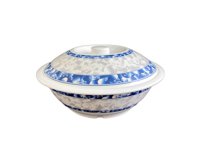 Thunder Group 8010DL 75 Oz Serving Bowl with Lid Break-resistant Melamine Blue Dragon
