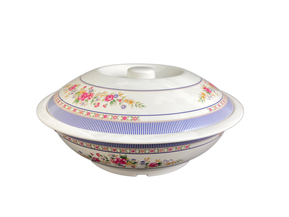 80 oz, 11" Diameter x 3-1/4" Height, Serving Bowl with Lid, Rose Dinnerware, Melamine, BPA Free, Dishwasher Safe, Break-Resistant, Shatter-Resistant, No Microwave, No Oven, NSF