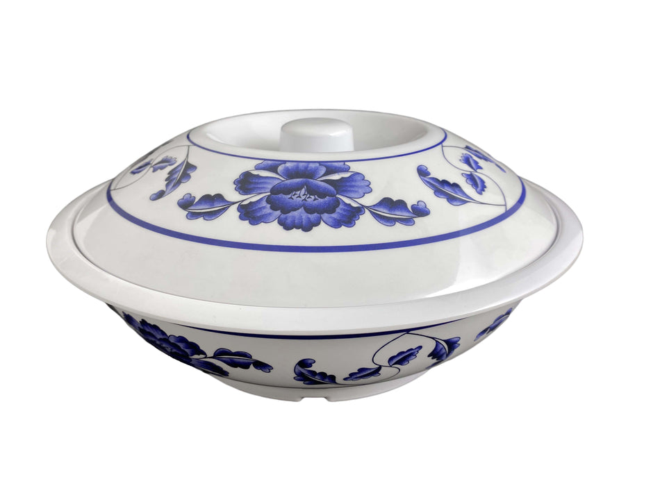 80 oz, 11" Diameter x 3-1/4" Height, Serving Bowl with Lid, Lotus Dinnerware, Melamine, BPA Free, Dishwasher Safe, Break-Resistant, Shatter-Resistant, No Microwave, No Oven, NSF