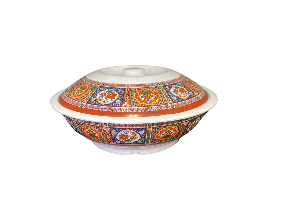 80 oz, 11" Diameter x 3-1/4" Height, Serving Bowl with Lid, Peacock Dinnerware, Melamine, BPA Free, Dishwasher Safe, Break-Resistant, Shatter-Resistant, No Microwave, No Oven, NSF