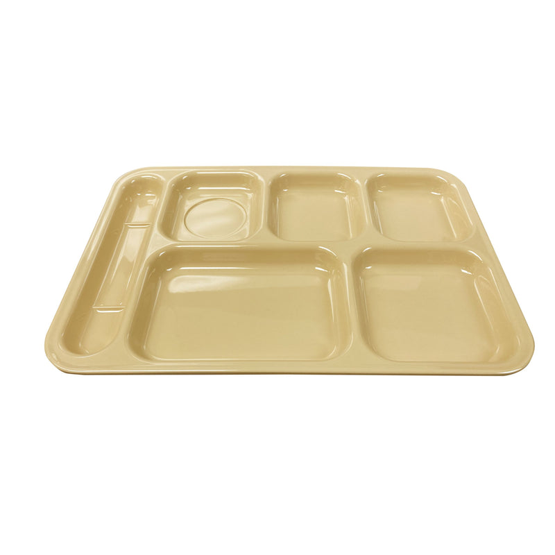 Thunder Group ML801T 14-1/2 Inch Left Hand Tan Melamine Tray with 6 Compartments