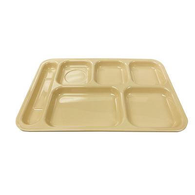 Thunder Group ML801T 14-1/2 Inch Left Hand Tan Melamine Tray with 6 Compartments