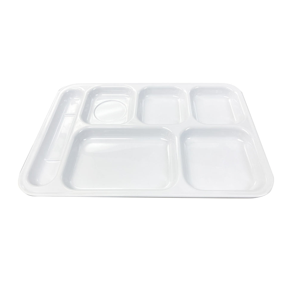 12 Pack 14-1/2" x 10" x 7/8", Left Hand 6 Compartment Tray, White Color, Melamine, NSF