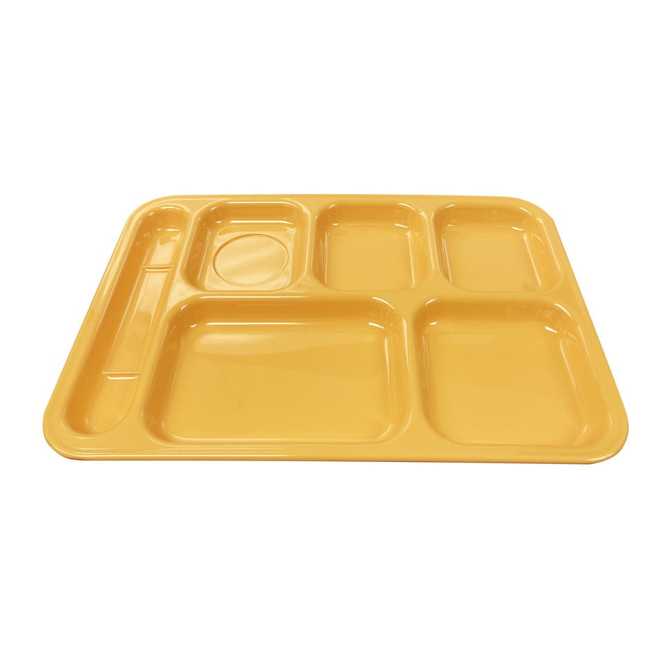 12 Pack 14-1/2" x 10" x 7/8", Left Hand 6 Compartment Tray, Yellow Color, Melamine, NSF
