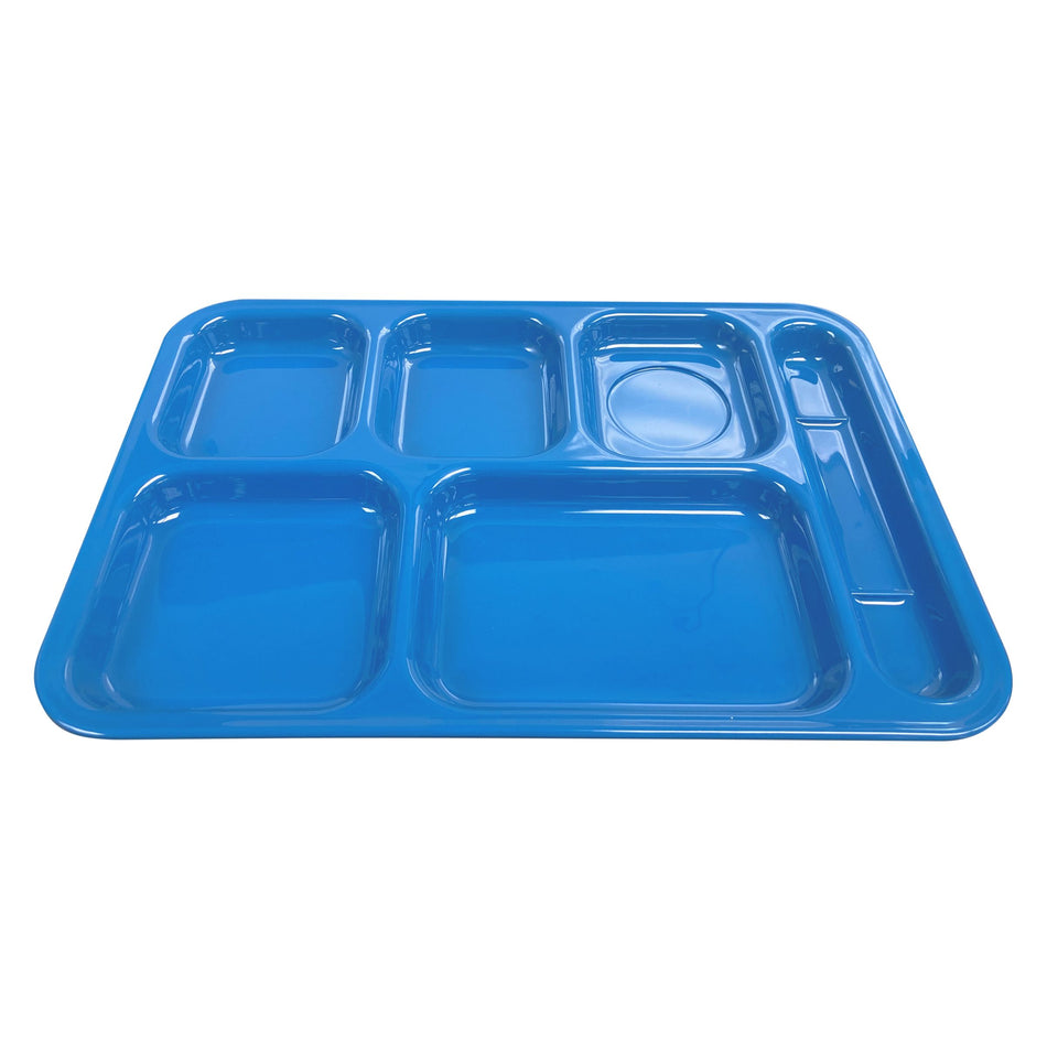 12 Pack 14-1/2" x 10" x 7/8", Right Hand 6 Compartment Tray, BLUE Color, Melamine, NSF