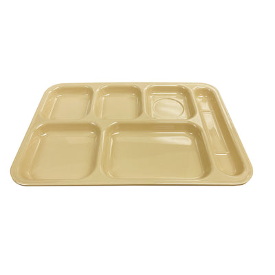 Thunder Group ML802T 14-1/2 Inch Tray Tan Melamine NSF Right Hand 6 Compartment