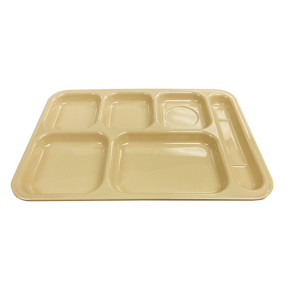 12 Pack 14-1/2" x 10" x 7/8", Right Hand 6 Compartment Tray, Tan Color, Melamine, NSF