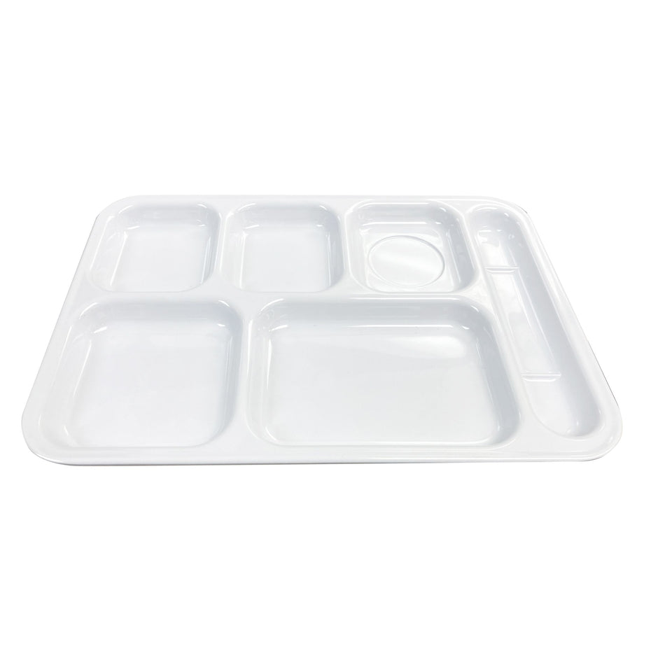 12 Pack 14-1/2" x 10" x 7/8", Right Hand 6 Compartment Tray, White Color, Melamine, NSF
