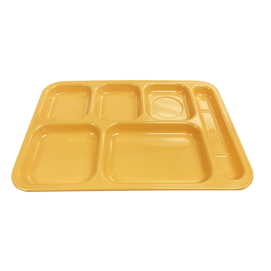 12 Pack 14-1/2" x 10" x 7/8", Right Hand 6 Compartment Tray, Yellow Color, Melamine, NSF