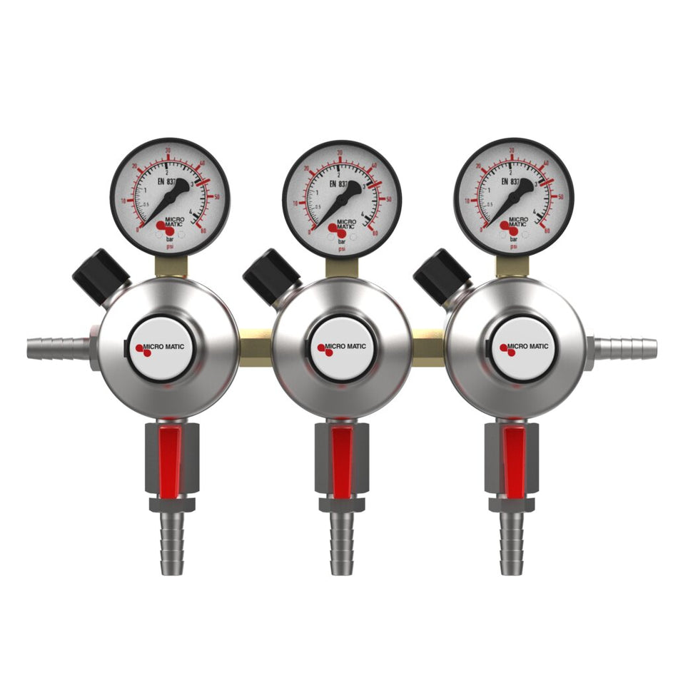 Micro Matic 8033-PP Premium Plus 3-Gauge Secondary CO2 Regulator - 0-60 PSI