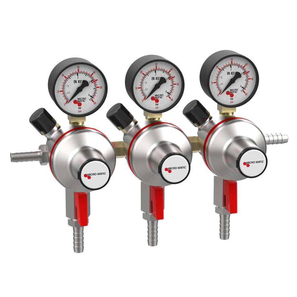 Micro Matic 8033-PP Premium Plus 3-Gauge Secondary CO2 Regulator - 0-60 PSI