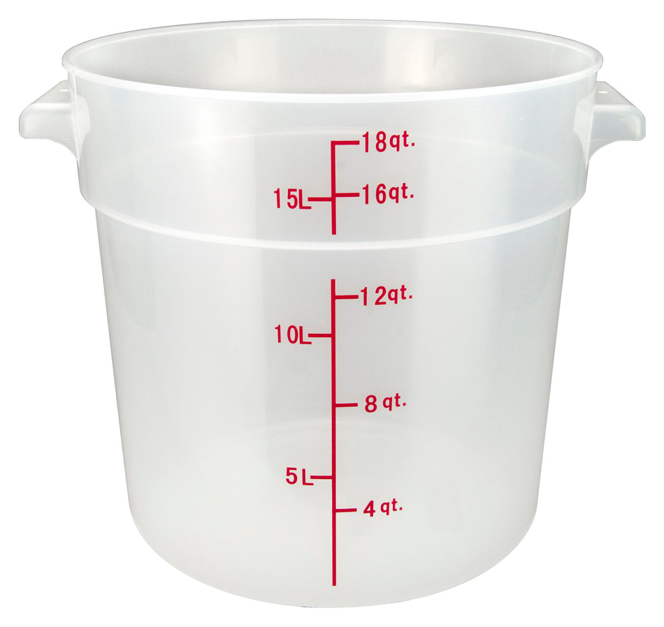 Winco PTRC-18 18 Quart Storage Container Round with Built-In Handles Polypropylene
