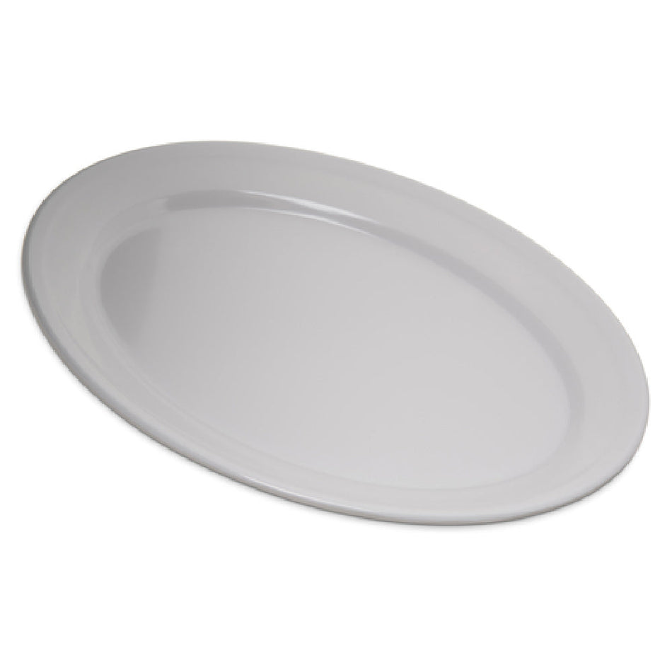 Carlisle 4356002 12 Inch Oval Platter with Reinforced Rim White Melamine