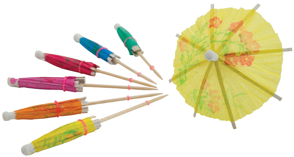 Winco PK-P4 3-15/16 Inch Wooden Parasol Picks with Umbrella Top 144 Pieces