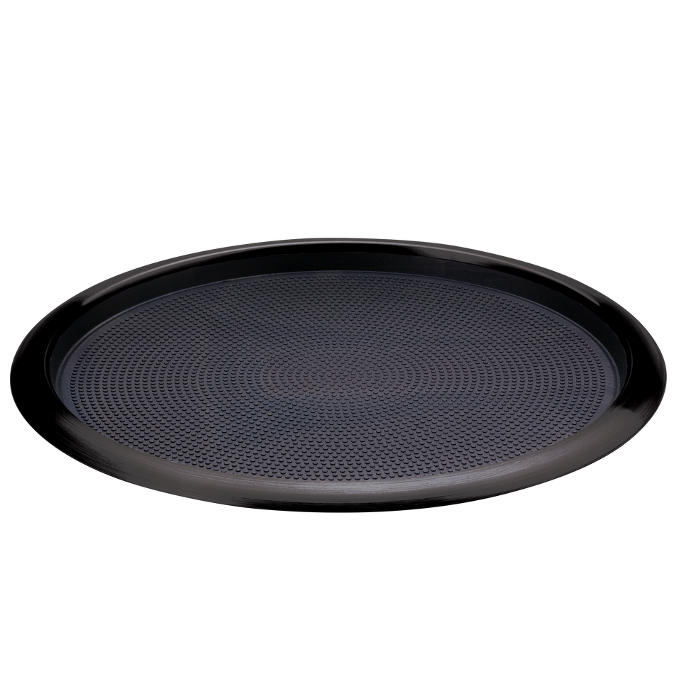 Non-Slip Removable Insert 16 in. Large Round Serving Tray in Black Onyx