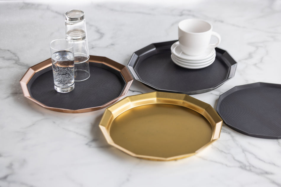 12-Sided 9 in. Small Non-Slip Tray Replacement Silicone Insert in Black