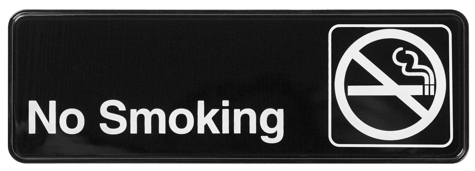 Winco SGN-310 9 Inch Compliance Sign No Smoking White Imprint on Black