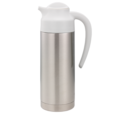 SteelVac® 1-Liter Vacuum Insulated Creamer with Steel Base in Brushed Stainless and White