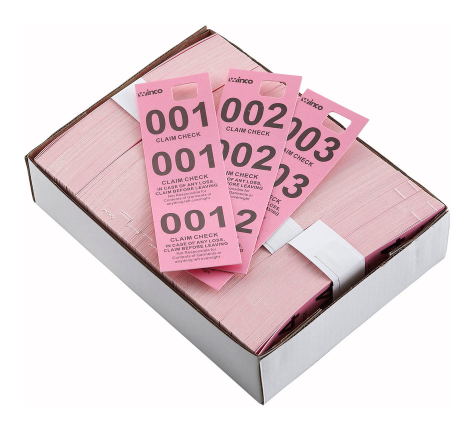 Winco CCK-5PK Coat Check Tag 500 Pieces Pink for Hospitality Solutions