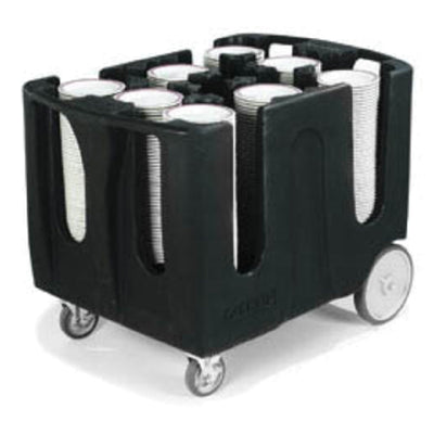 Carlisle ADD603 43 Inch Dish Dolly Poker Chip Design with 6 Adjustable Dividers Plastic Black