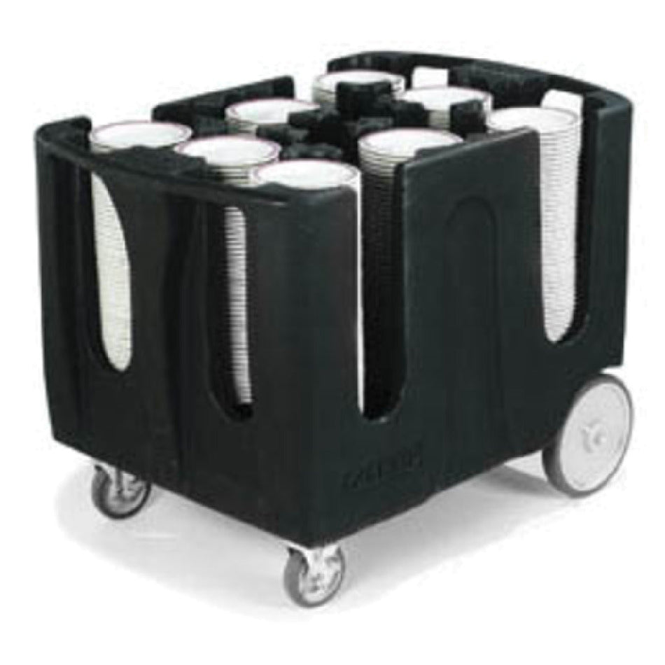 Carlisle ADD603 43 Inch Dish Dolly Poker Chip Design with 6 Adjustable Dividers Plastic Black