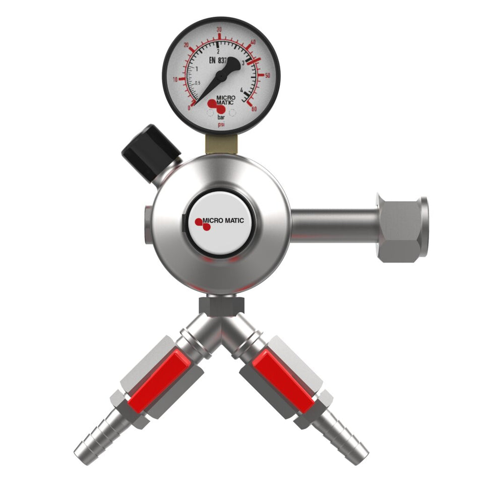Micro Matic 841-2-PP Premium Plus CO2 Regulator – 0–60 PSI, Single Outlet, Primary Low Pressure Beer Gas Regulator
