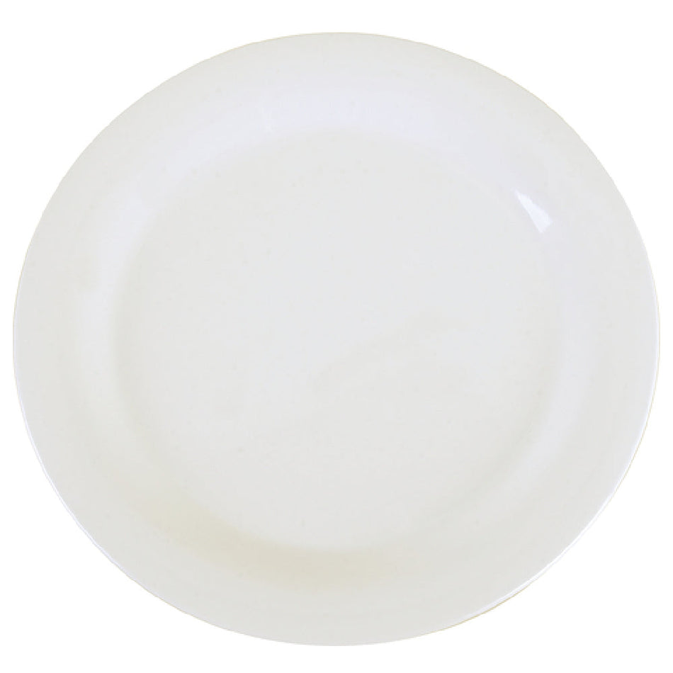 Carlisle 3300202 10-1/2 Inch Diameter White Dinner Plate Narrow Rim Melamine