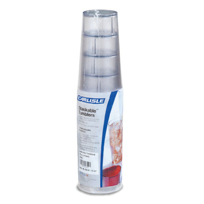 Carlisle 5506-8107 9-1/2 Oz Clear Stackable Tumbler SAN Textured 6 Packs