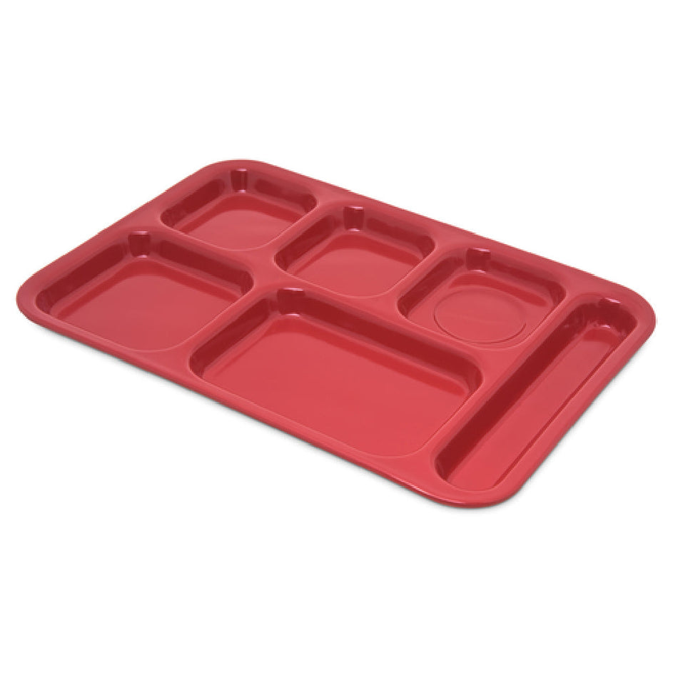 Carlisle 4398805 14-1/2 Inch Tray Rectangular Plastic with 6 Sections Red