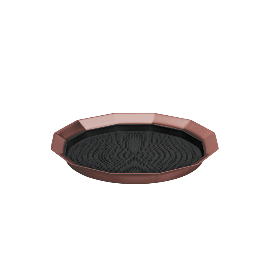 12-Sided 11 in. Small Non-Slip Serving Tray in Rose Gold