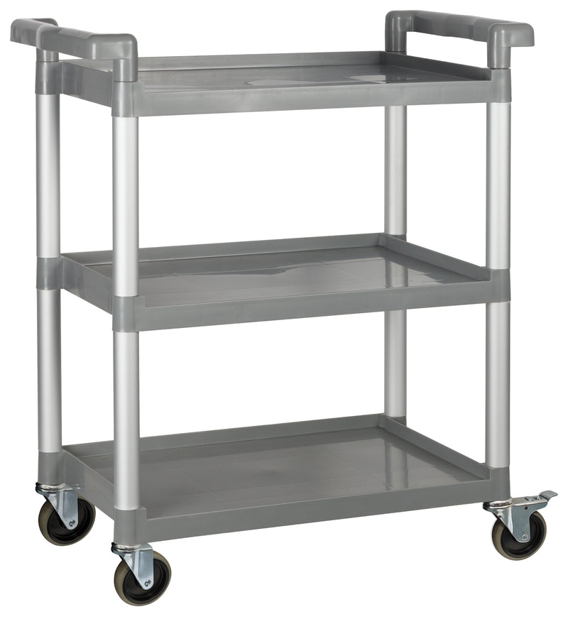 Winco UC-2415G 32 Inch Utility Cart 3-tier Plastic Gray with 330 lb Capacity